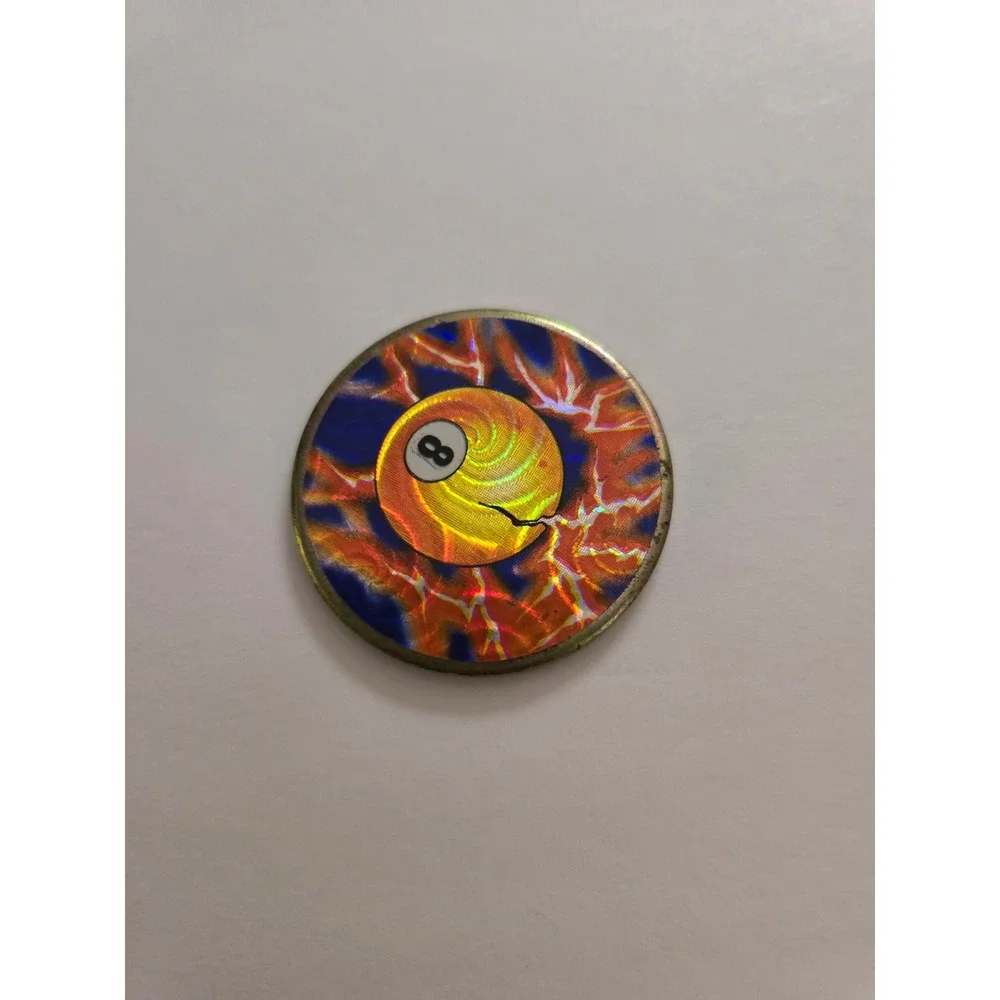 Vintage 90s Holographic 8-Ball Metal Slammer Retro Milk Cap Game Piece Lightning
